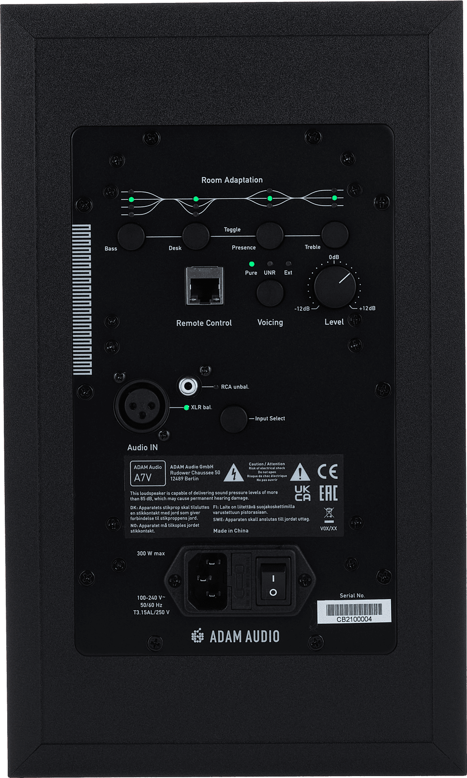 Adam Audio A7V Rückseite.
